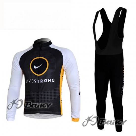 Livestrong Fietskleding Fietsshirt Lange Mouwen+lange fietsbroeken Bib zeem zwart wit 316