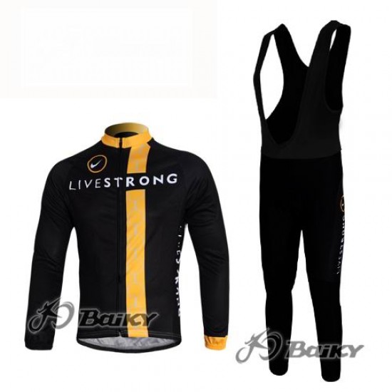 Livestrong Fietskleding Fietsshirt Lange Mouwen+lange fietsbroeken Bib zeem zwart geel 315