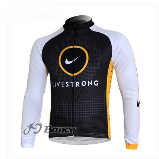 Livestrong Fietsshirt lange mouw zwart wit 4479