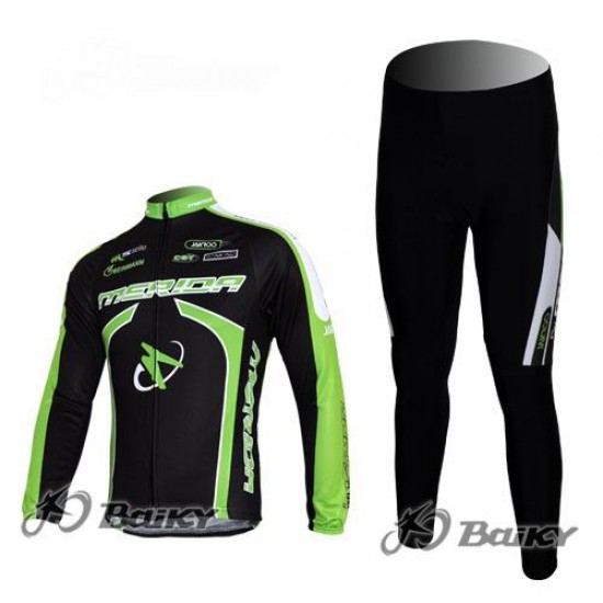 Merida Multivan Flex Stay Fietspakken Fietsshirt lange mouw+lange fietsbroeken zwart groen 4384