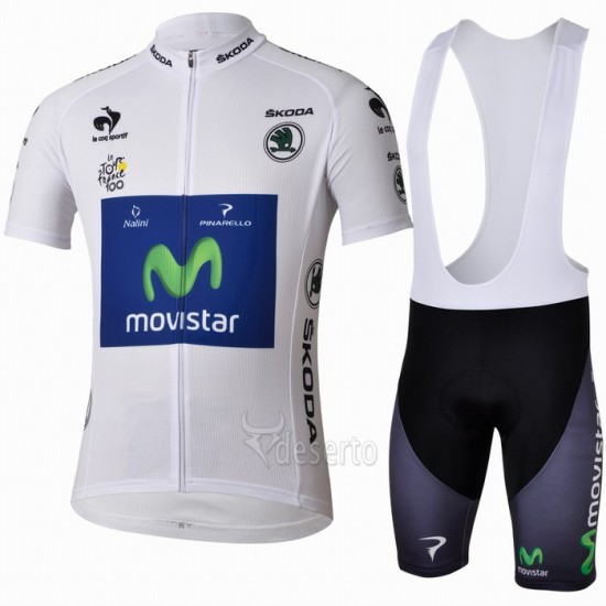 Movistar Tour de France Witte trui Fietspakken Fietsshirt Korte+Korte koersbroeken Bib 4281