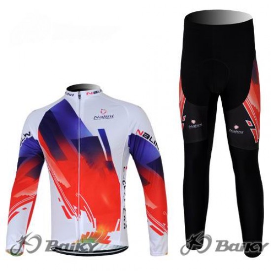 Nalini Pro Team Fietspakken Fietsshirt lange mouw+lange fietsbroeken rood wit 4386