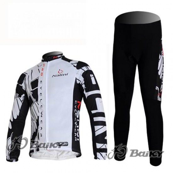 Nalini Pro Team Fietspakken Fietsshirt lange mouw+lange fietsbroeken wit zwart 4388