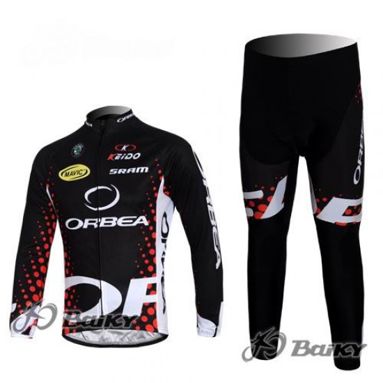 Orbea Pro Team Fietspakken Fietsshirt lange mouw+lange fietsbroeken zwart rood 4395