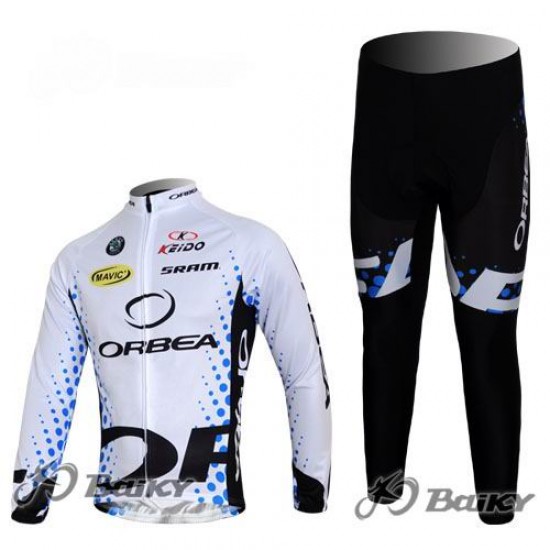 Orbea Pro Team Fietspakken Fietsshirt lange mouw+lange fietsbroeken wit 4393