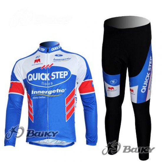 Omega Pharma-Quick Step innergetic Fietspakken Fietsshirt lange mouw+lange fietsbroeken blauw wit 4390