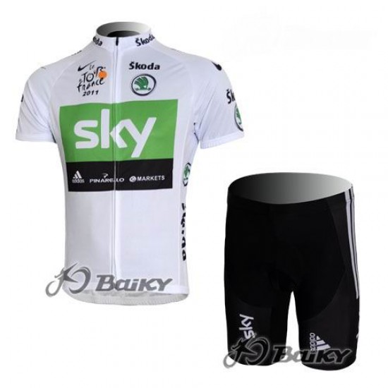 SKY Pro Team Fietspakken Fietsshirt Korte+Korte fietsbroeken zeem wit groen 4342