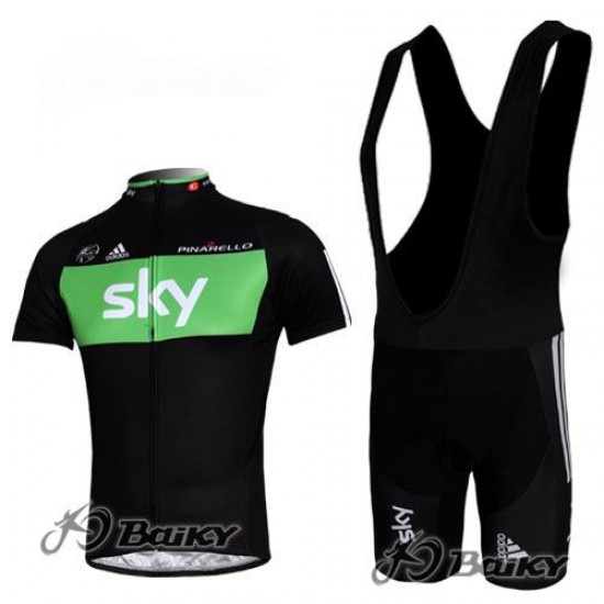 SKY Pro Team Fietspakken Fietsshirt Korte+Korte koersbroeken Bib zwart groen 550