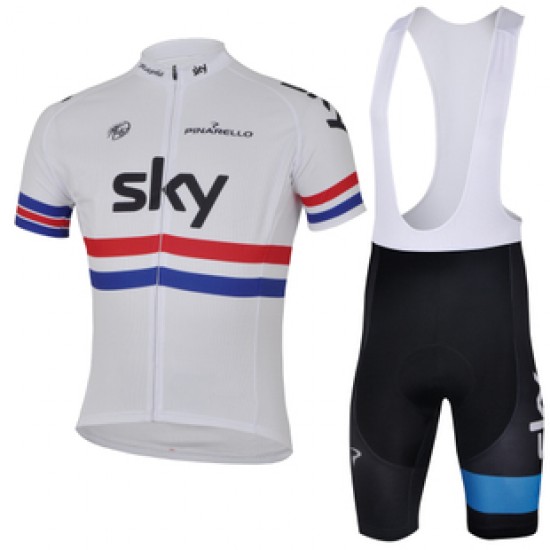 2013 Team Sky Fietspakken Fietsshirt Korte+Korte koersbroeken Bib wit zwart 4334