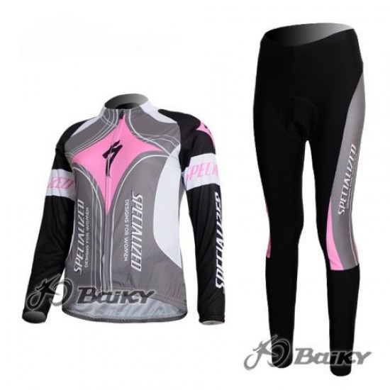 Specialized Pro Team S-Works Fietspakken Fietsshirt lange mouw+lange fietsbroeken roze Grijs Dames 4402