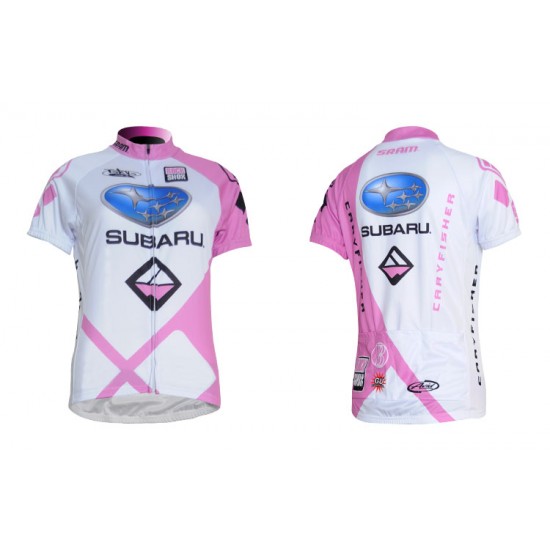 Subaru Fietsshirt Korte mouw wit roze Dames 3481