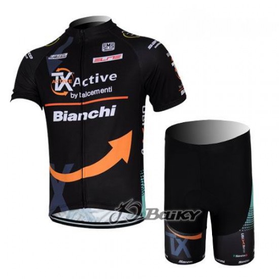 2012 TX active bianchi Pro Team Fietsshirt Korte mouw Korte fietsbroeken met zeem Kits zwart 581