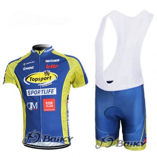 Topsport Fietspakken Fietsshirt Korte+Korte koersbroeken Bib blauw geel 4328