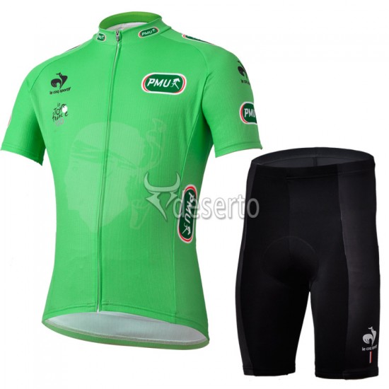 Tour de France Groene trui Fietskleding Fietsshirt Korte Mouwen+Fietsbroek Korte zeem 1368