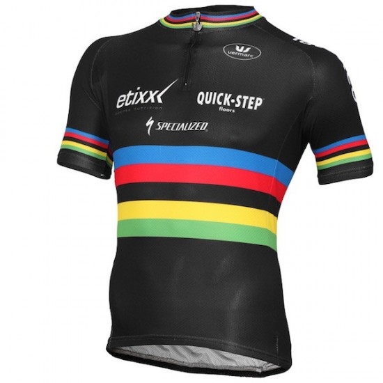 2015 Etixx Quick-Step Champion Du Monde Fietsshirt Korte Mouwen 1918