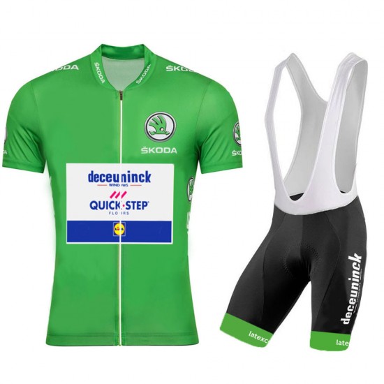 DECEUNINCK QUICK-STEP 2020 Tour De France groen Fietskleding Wielershirt Korte Mouw+Korte Fietsbroeken Bib 2008