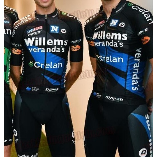 Veranda-s Willems Crelan Fietskleding Set wielershirt korte mouwen+koersbroek kort Bib 33nl10064