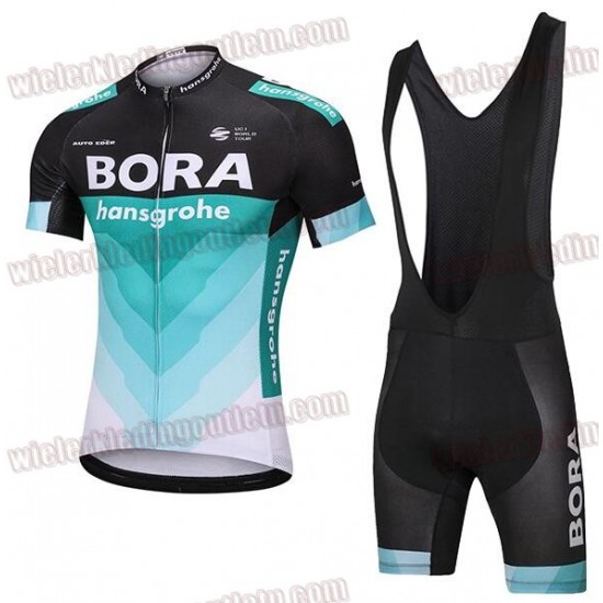 2018 Bora Hansgrohe Fietskleding Set wielershirt korte mouwen+koersbroek kort Bib 33nl10051