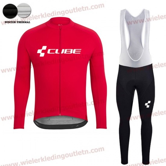 Cube 2018 Rood winterset Wielerkleding Set Wielershirts lange mouw+fietsbroek lang met zeem nl18a030