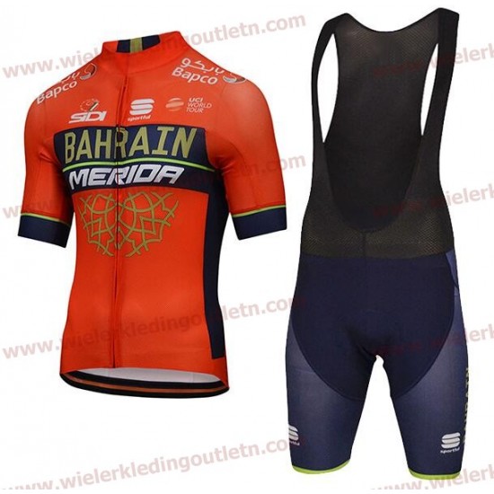 Bahrain Merida 2018 Wielerkleding Set Fietsshirt korte mouwen+Fiets Koersbroek Kort nl18a063