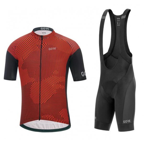 GORE WEAR GORE C3 Combat Fietskleding Wielershirt Korte Mouw+Korte Fietsbroeken Bib Zwart Rood JHXNW JHXNW