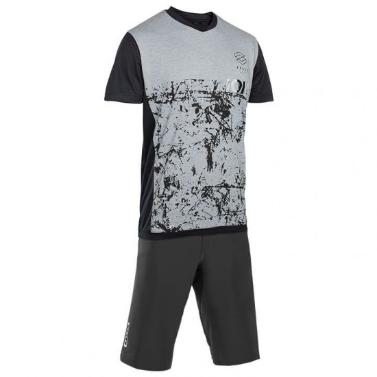 ION Scrub AMP Fietskleding Bikeshirt+Bikeshorts Zwart Gris 0GHI7 0GHI7