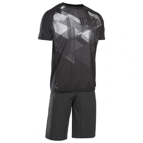 ION Traze AMP Fietskleding Bikeshirt+Bikeshorts Zwart Gris 1MH46 1MH46