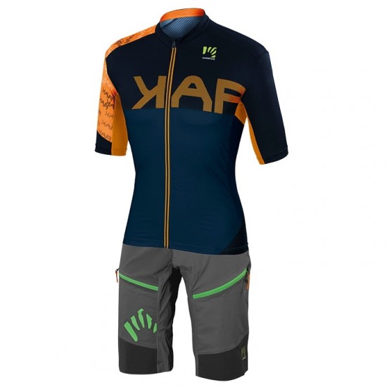 2020 KARPOS Jump Fietskleding Fietsshirt Korte Mouw+Bikeshorts Blauw Orange XVZ47 XVZ47