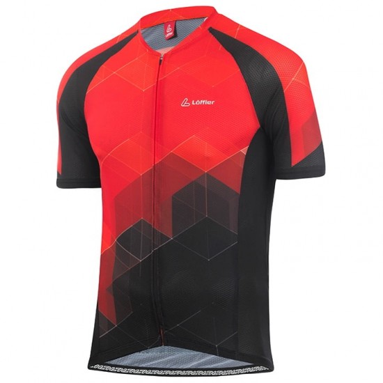 2020 LOFFLER Aero Fietsshirt Korte Mouw Zwart Rood JD8IM JD8IM