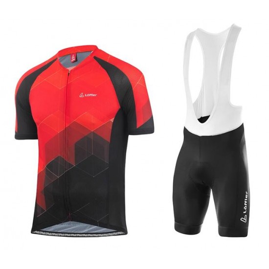 2020 LOFFLER Aero Fietskleding Wielershirt Korte Mouw+Korte Fietsbroeken Bib Zwart Rood P7CTB P7CTB