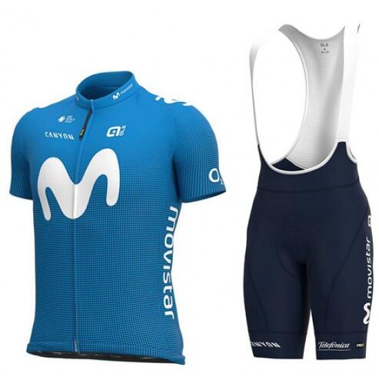 2020 Movistar Fietskleding Wielershirt Korte Mouw+Korte Fietsbroeken Bib BXAHE BXAHE