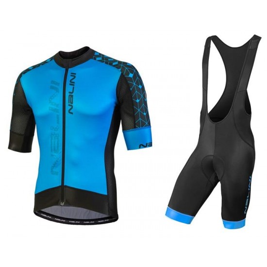 NALINI Velocita Fietskleding Wielershirt Korte Mouw+Korte Fietsbroeken Bib Zwart Blauw UVSBU UVSBU