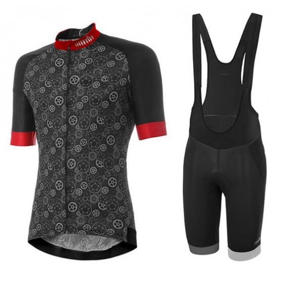 RH+Fashion Power Fietskleding Wielershirt Korte Mouw+Korte Fietsbroeken Bib Zwart Rood 10V72 10V72