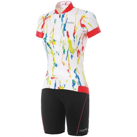 Dames RH+Bella Wielerkleding Wielershirt Korte Mouw+Korte Fietsbroeken Wit Rood 4LY0X 4LY0X