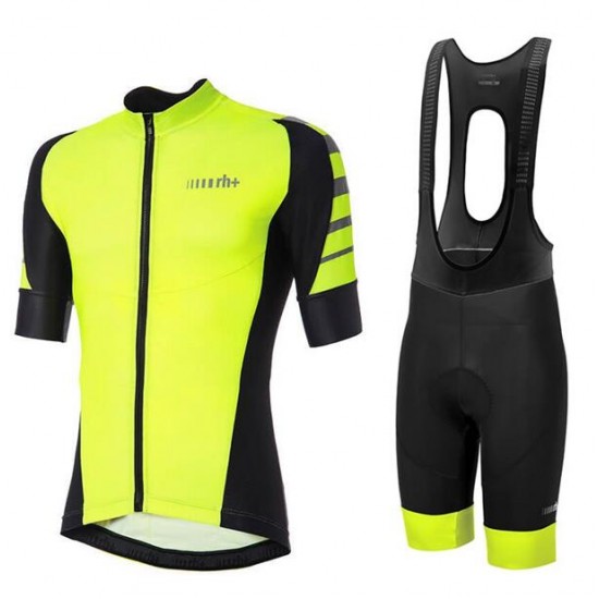 RH+Code Fietskleding Wielershirt Korte Mouw+Korte Fietsbroeken Bib Geel Zwart 5MQ6H 5MQ6H