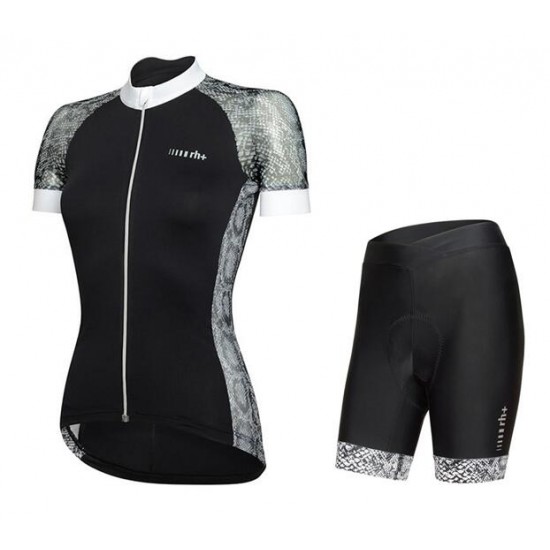 2020 Dames RH+Elite Wielerkleding Wielershirt Korte Mouw+Korte Fietsbroeken Zwart Wit QI143 QI143