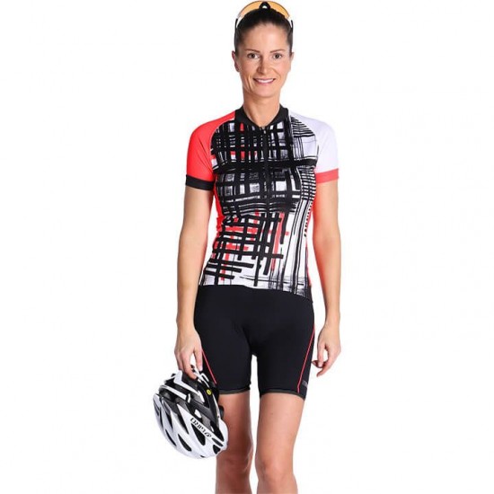 Dames RH+Art Wielerkleding Wielershirt Korte Mouw+Korte Fietsbroeken Wit Zwart Rood QYCS4 QYCS4