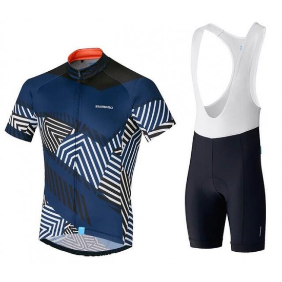 SHIMANO Climbers Fietskleding Wielershirt Korte Mouw+Korte Fietsbroeken Bib Blauw 2MY6C 2MY6C