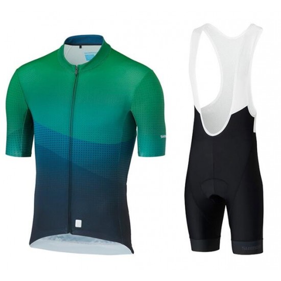 2020 SHIMANO Breakaway Fietskleding Wielershirt Korte Mouw+Korte Fietsbroeken Bib Groen FYHAL FYHAL