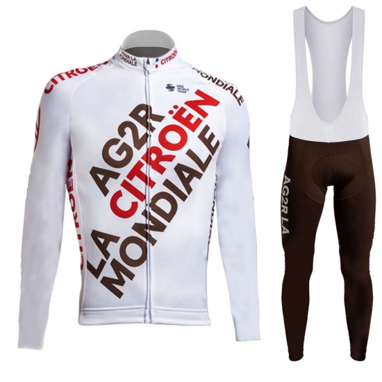 2021 Ag2r Mondiale Citroen Team Fietskleding Fietsshirt Lange Mouw+Lange Fietsbroek Bib 705