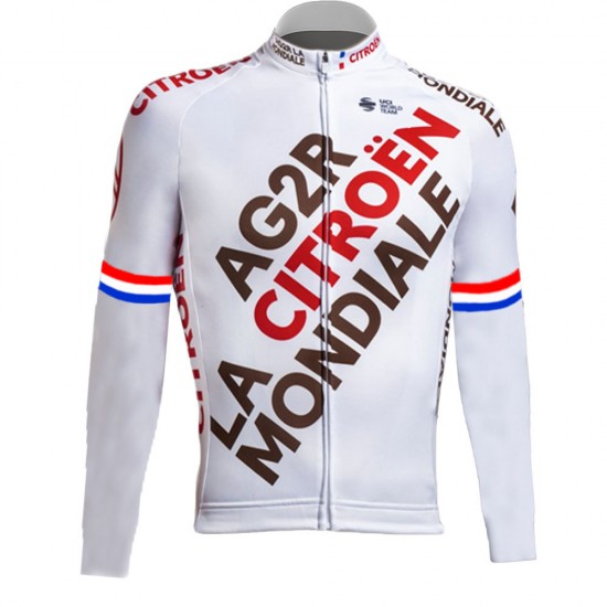 2021 Ag2r Mondiale Citroen france Fietskleding Fietsshirt Lange Mouw+Lange Fietsbroek Bib 719