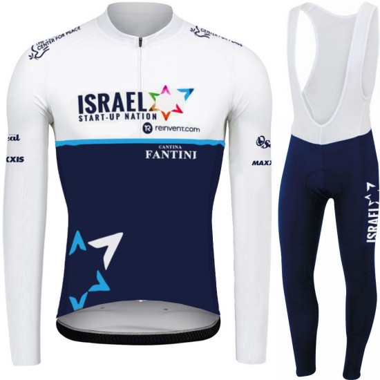 2021 Israel Start Up Nation Pro Team Fietskleding Fietsshirt Lange Mouw+Lange Fietsbroek Bib 832