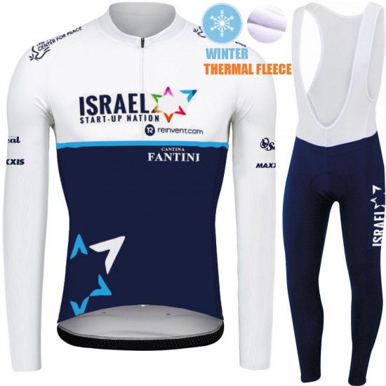 2021 Winter Fleece Israel Start Up Nation Pro Team Fietskleding Fietsshirt Lange Mouw+Lange Fietsbroek Bib 839