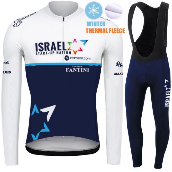 2021 Winter Fleece Israel Start Up Nation Pro Team Fietskleding Fietsshirt Lange Mouw+Lange Fietsbroek Bib 840