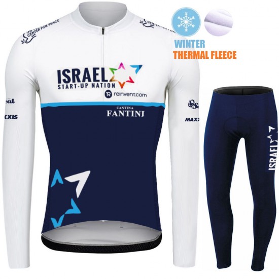 2021 Winter Fleece Israel Start Up Nation Pro Team Fietskleding Fietsshirt Lange Mouw+Lange Fietsbroek Bib 841