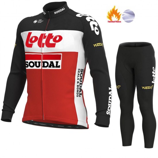 2021 Winter Fleece Lotto Soudal Pro Team Fietskleding Fietsshirt Lange Mouw+Lange Fietsbroek Bib 898