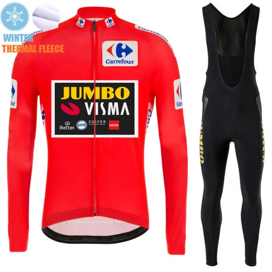 2021 Winter Fleece Jumvo Visma Spanish Pro Team Fietskleding Fietsshirt Lange Mouw+Lange Fietsbroek Bib 877