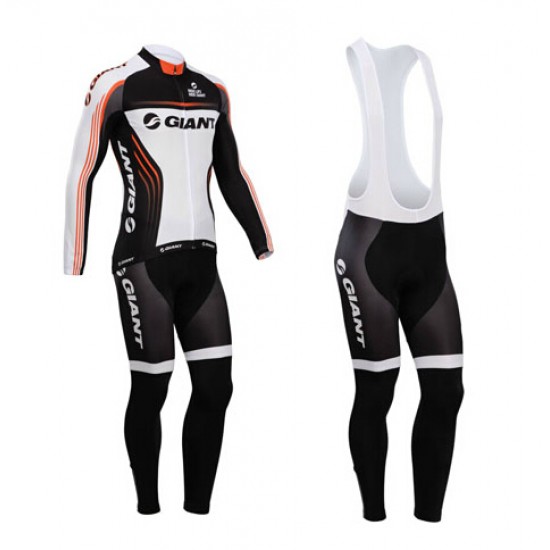 Giant 2014 Fietskleding Fietsshirt Lange Mouwen+lange fietsbroeken Bib Zwart Wit 1063