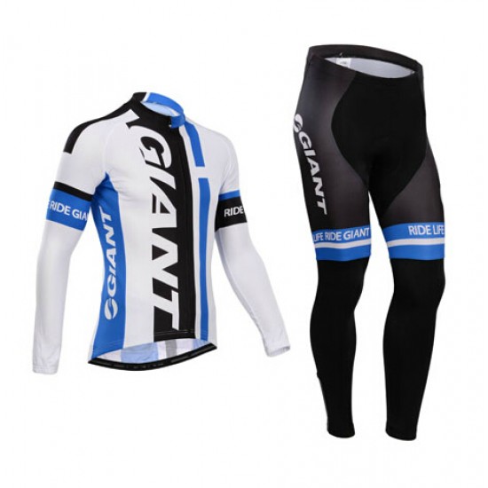 Giant 2014 Fietskleding Fietsshirt lange mouw+lange fietsbroeken Blauw Wit 1070