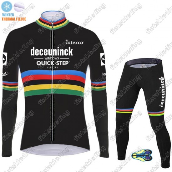 Winter Thermal Fleece Deceuninck quick step 2021 UCI World Champion Wielerkleding Set Fietsshirts Lange Mouw+Lange Fietsrbroek 2021035